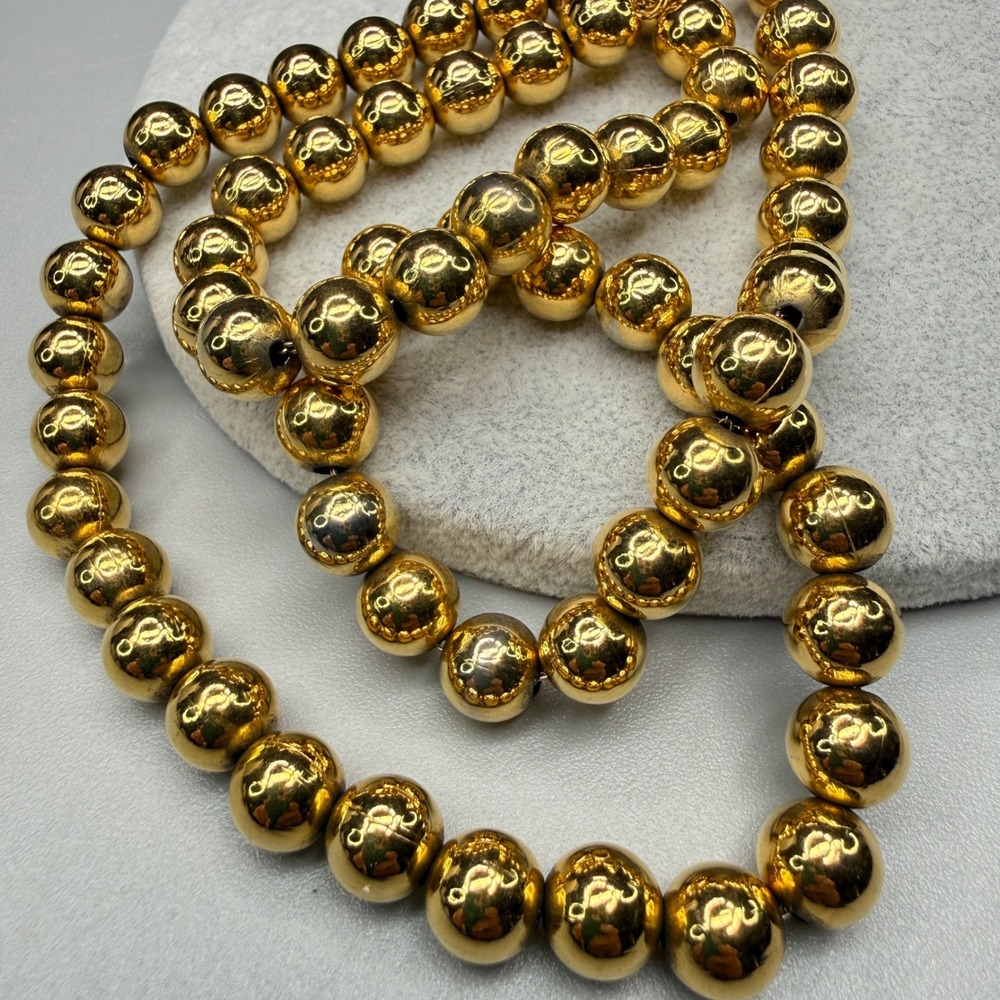 Vintage Napier Gold Tone Bead Necklace Classic Minimalist Heavy 24" READ
